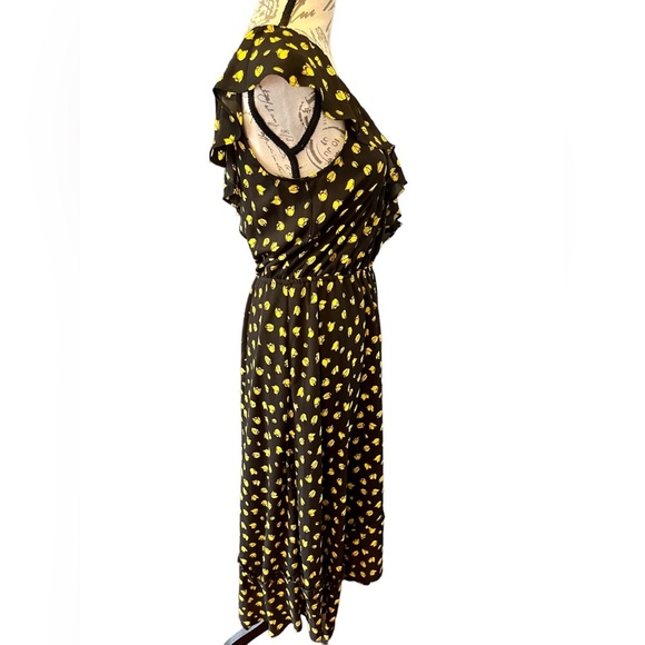 Who What Wear black & yellow floral print dress, sleeveless midi EUC Small - Picture 5 of 15